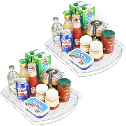 Lazy Susan Turntable for Refrigerator, Square Turntable Organizer for Fridge Cabinet, Pantry, Countertop | 16.5" x 11.1"