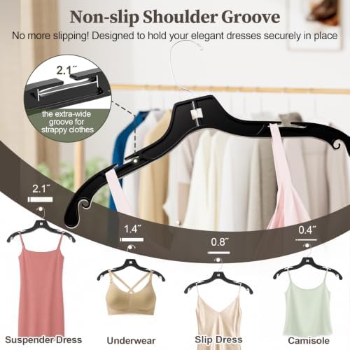 Black Plastic Hanger 25 Pack, Heavy Duty Clothes Hangers