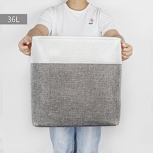 Bagnizer 13x13 Cube Storage Bins, Collapsible Fabric Storage Box, 4 Pack Closet Baskets with Handles for Organizing, She