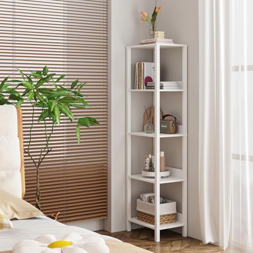 VIMBER 5-Tier Bookshelf with Anti-Fall Baffle, Tall Bookcase for Books, Garage Kit, CDs, Movies, Industrial Standing Boo
