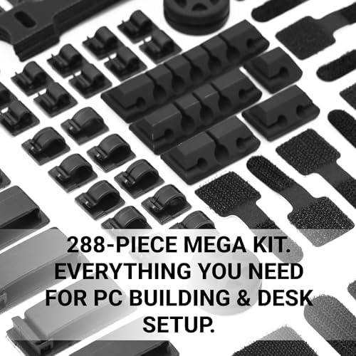 Hexcal 288-Piece Cable Management Kit - All-in-One Desk Organizer Set with Cable Sleeves, Silicone Clips, and Adhesive T