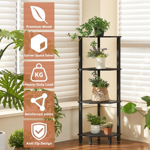 YUFAM 4-Tier Corner Shelf, Black