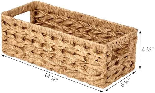 Vagusicc Wicker Storage Basket, Wicker Baskets with Handles, Toilet Paper Basket for Toilet Tank Top, Small Wicke Baskets for Organizing Shelves, 2-Pack