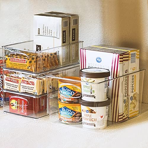 Sorbus Set of 8 Clear Fridge Organizers - Refrigerator & Pantry Bins for Organizing Food - 2 Different Sizes with Handle