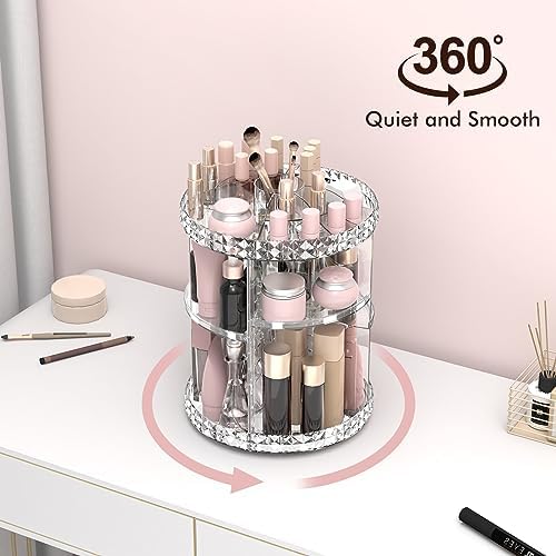 Rotating Makeup Organizer, 360° Spinning Skincare Organizers, Adjustable Layer Cosmetic Storage Lazy Susan Makeup Organi