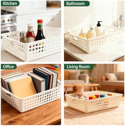 8 Pack Paper Organizer Baskets Trays, 14 In Plastic Storage Baskets