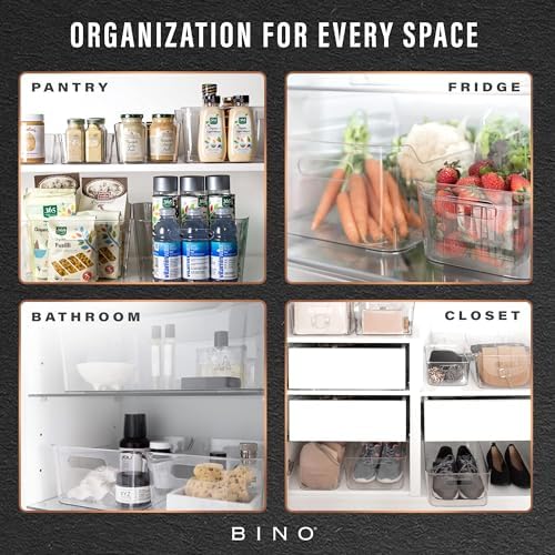 BINO | Plastic Organizer Bins, Small - 8 Pack | The SOHO Collection | Multi-Use Plastic Bin | Pantry & Freezer Organizer