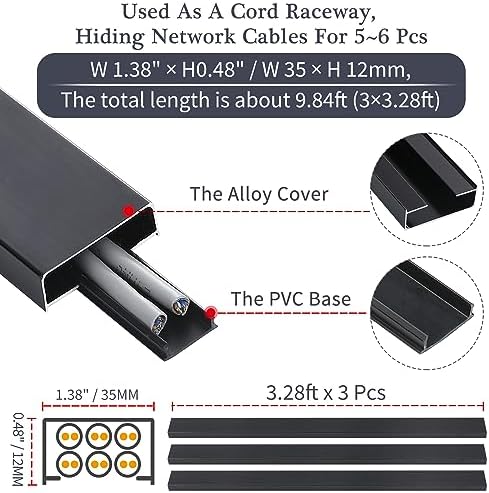 Aluminium Alloy U Shape Edge Trim Strip Decoration Profiles with Base, Metal Cable Raceway Cord Protector Hider Condense