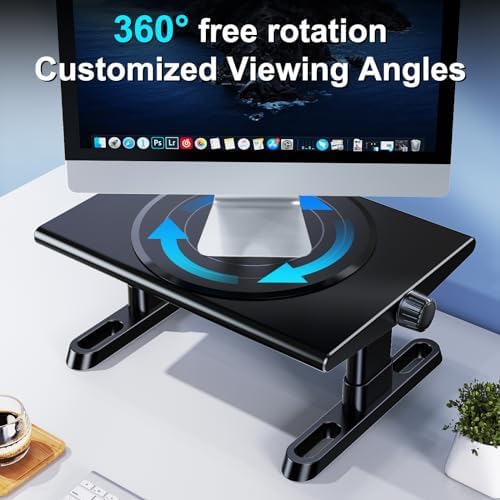 Monitor Stand Riser for Desk,360°Rotation Freely Height Adjustable by Knob,4.4-5.8 Inches,Ergonomic Monitor Stand Mount,
