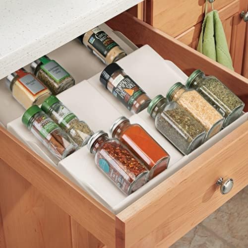 mDesign Expandable Plastic Deluxe Spice Rack, Drawer Organizer for Kitchen Cabinet Drawers, 3 Tier Slanted for Spice Jar