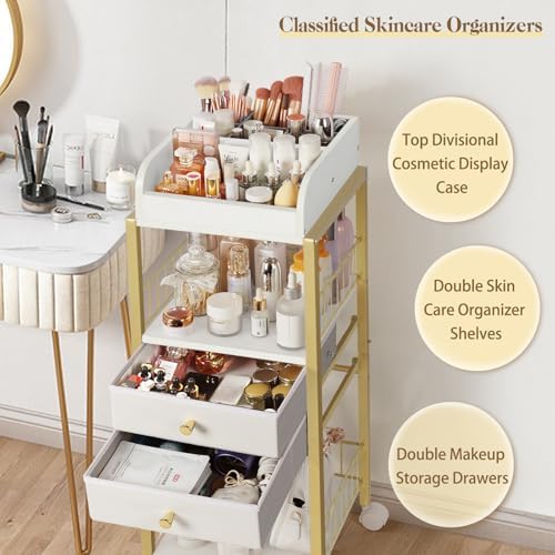Makeup Organizer, Floor Skincare Organizers Make Up Organizers and Storage with Drawers, Vanity Organizer Cosmetics Disp