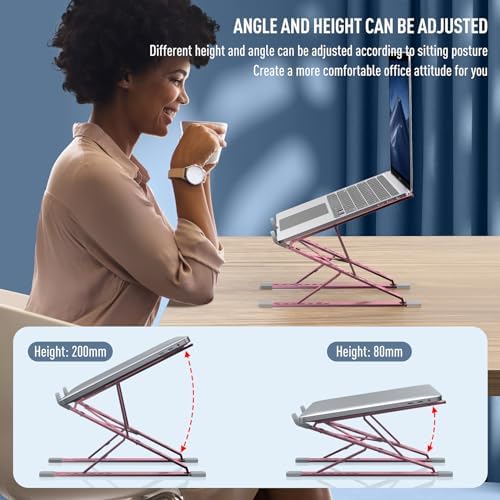 Portable Laptop Riser, Adjustable Laptop Stand,Aluminum Laptop Stand for Desk Foldable, Ergonomic Computer Notebook Stan