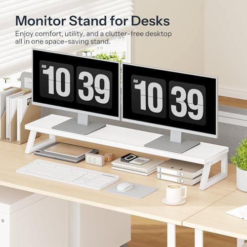 HOOBRO Dual Monitor Stand Riser, 39 Inch Large Computer Monitor Stand for 2 Monitors, Computer Monitor Riser, Desk Shelf