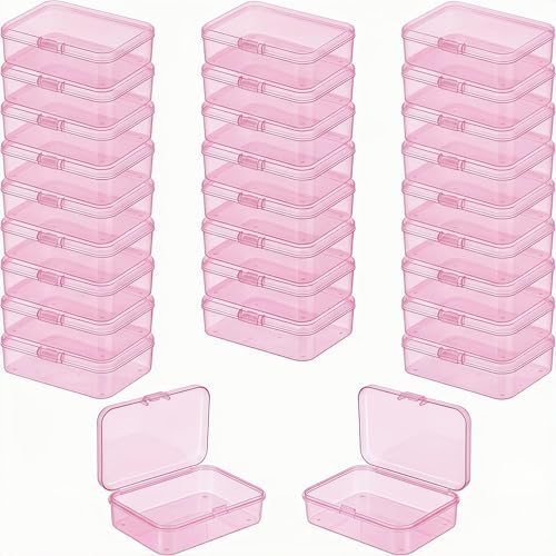 LJY 28 Pink Plastic Boxes, 3.3 x 2.2 x 1 in for Beads