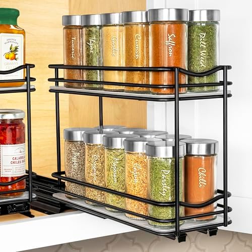 LYNK PROFESSIONAL® Pull Out Spice Organization for Cabinets - 4-3/8 inch Wide – Spice Rack for Inside Cabinets, Slide Ou
