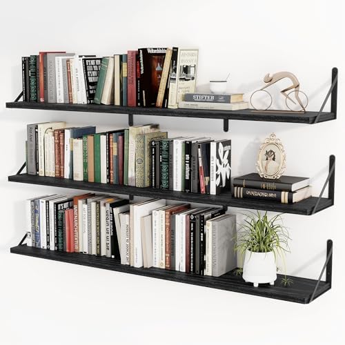 Heimlove Floating Book Shelves for Wall,47.2 Inches Long Wall Mounted Bookshelves,Heavy Duty Bracket Shelves for Living 