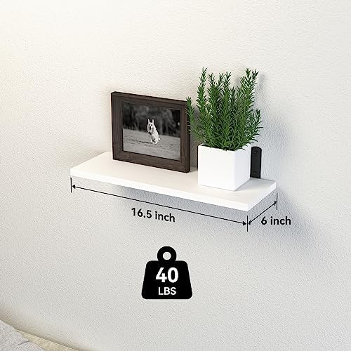 DOLLFIO Floating Wall Shelves, Decor & Storage, White, 16.5'', 3Pcs
