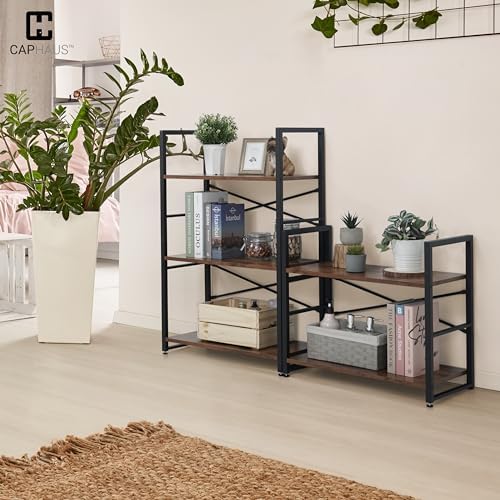 CAPHAUS 2 Tier Small Bookshelf, 24 Inch Width Free Standing Shelf, Industrial Book Shelves for Home Office, Bookcase She