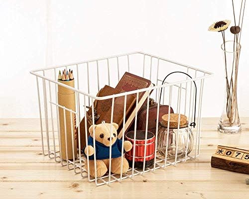 SANNO Freezer Baskets Freezer Wire Storage Basket, Organizer Food Storage Bin with Handles for Cabinets, Pantry, Closets