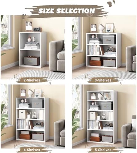 NELYE 2 Tier Open Shelf Bookcase, 11.81" x 9.53" x 21.26" in, White