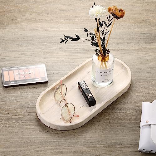 Koville Italian Travertine Tray, 12"x6" Vanity Decorative Marble Tray for Countertop, Catchall Tray for Perfume, Candles