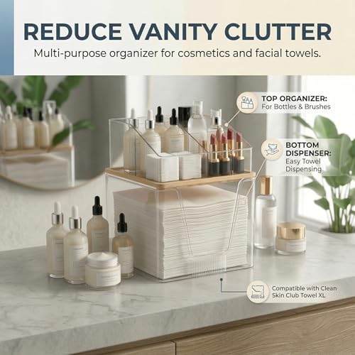 Disposable Facial Towels Holder, 2 in 1 Facial Towels Storage Box