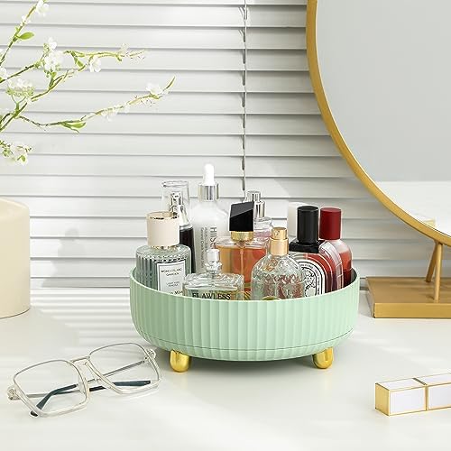 360 Rotating Makeup Perfume Organizer Skincare Tray, Small Light Green