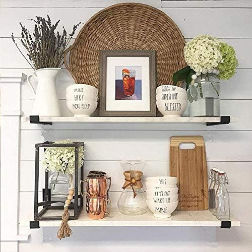 Shelf Brackets 12 Inch 4PCS Heavy Duty Frosted Black Wall Bracket with Lip for Floating Shelves Rustic Iron Metal Shelf 