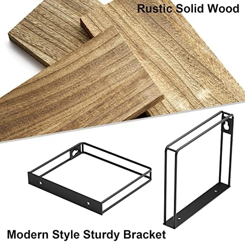 SRIWATANA Floating Shelves Set of 3, 17'' Wall Shelves, Carbonized Black