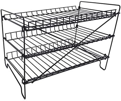 FixtureDisplays 16" x 12.5" x 10" Wire Rack for Countertop Use with 3 Open Shelves, Black 10085-NEW
