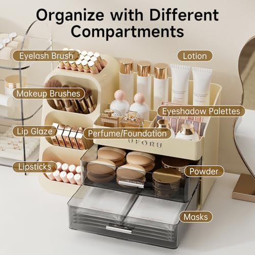 UFORU Makeup Organizer Countertop with Brush Holder for Vanity Bathroom