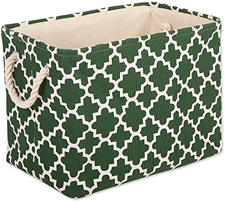 DII Polyester Container with Handles, Lattice Storage Bin, Medium, Hunter Green