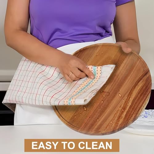 [ 2 Pack ] 10-inch Acacia Wood Lazy Susan Organizers, ACIAZAAZ Lazy Susan Turntable for Cabinet, Kitchen Turntable Stora
