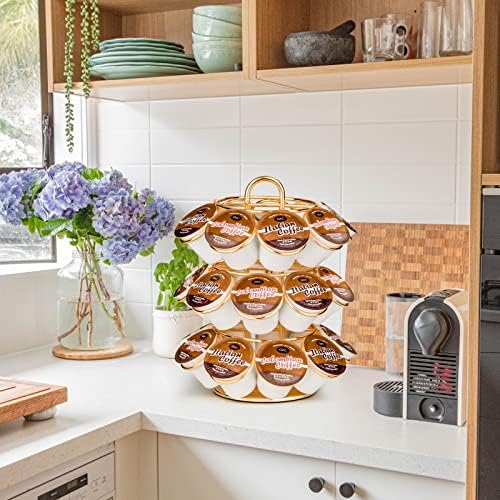 Coffee Pod Holder, K Cup Holders Carousel Organizer ,27 Coffee Pods Storage Compatible with K Cups, Spins 360-Degrees, M