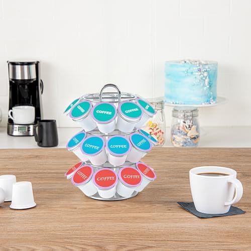 Restaurantware Coffee Pod Holder 6.69 x 6.69 x 8.66 Inches 27 K-Cup Iron Coffee Capsule Organizer Iron Storage Drawer Bl