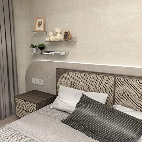 Sezanrpt Acrylic Wall Shelves 36 24 12 Inches, Clear Floating Shelf for Wall, Wall Mounted Display Shelves for Plants, Radio, Funko Pop, Stuffed Animal, Books, Clock, Cosmetics, Toiletries