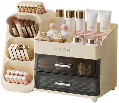 UFORU Makeup Organizer Countertop with Brush Holder for Vanity Bathroom