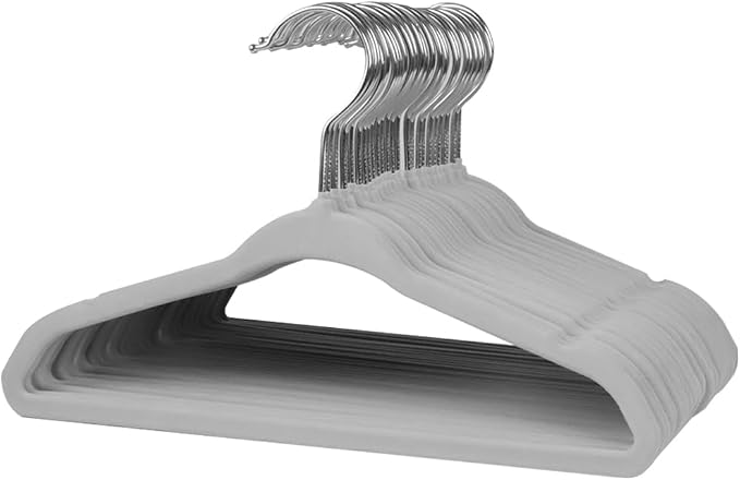 Stormix Baby Velvet Hangers Non-Slip Space Saving Swivel Hook 30 Pack Gray