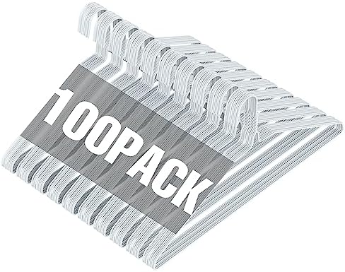 SPECILITE Wire Metal Clothes Hangers Bulk 100 Pack, Ultra Thin, White