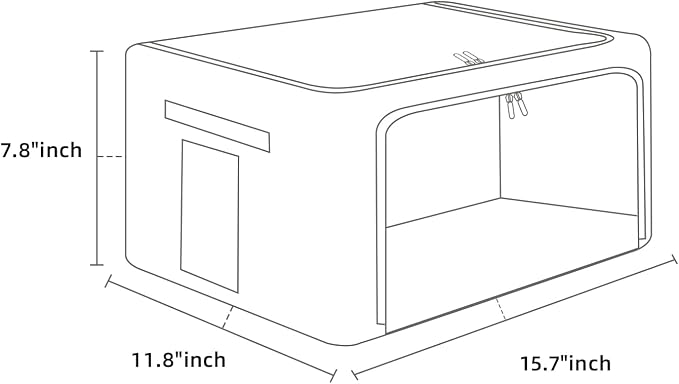 FHSQX 2 Pack Clear Window Storage Bins Foldable Fabric Storage Bins Boxes for Clothes Stackable Box Organizer Set with Carrying Handles (Beige, 22L,15.7x 11.8x 7.8 Inch)