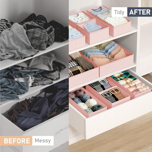 DIMJ Drawer Organizer Clothes - 26 Pack Baby Dresser Organizer for Nursery Closet Organization, Fabric Drawer Organizer Bins for Underwears Socks Bras, Foldable Storage Dividers for Bedroom
