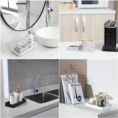 Gurygo 8" Ceramic Bathroom Vanity Tray for Kitchen Counter - Kitchen Soap Tray - Rectangular Ceramic Trays for Bathroom 