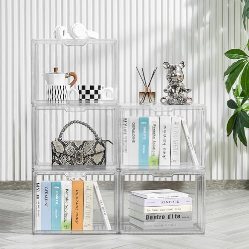 LXLXXL Cube Storage Organizer Acrylic Book Case Stackable Display Case Box