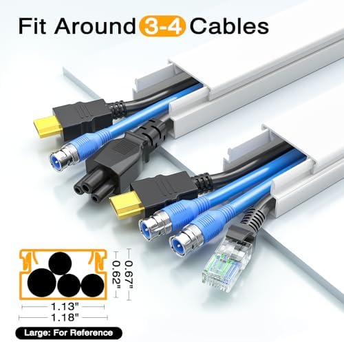 Delamu TV Cord Hider, 315in Wire Covers for 3-4 Cords on Wall, Large Cable Hider Cord Covers for Wires, Cable Management