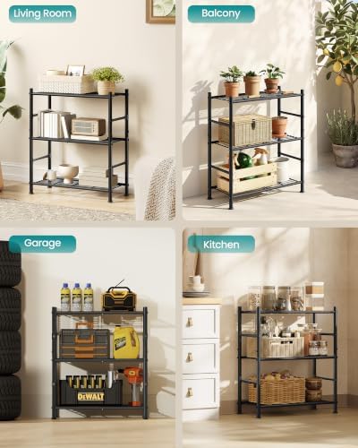 SONGMICS 3-Tier Storage Shelf, Steel Wire Organizer Rack