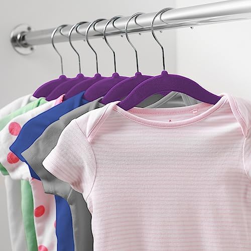 Casafield 100 Velvet Baby Hangers - 11" Size for Infant & Toddler Clothes - Purple