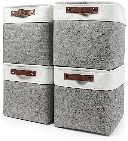 Bagnizer Collapsible Fabric Storage Cubes 11x11 Cube Storage Bins, 4 Pack Closet Baskets Box with Handles for Organizing