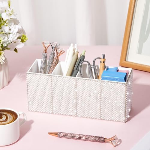 Pearl Desk Organizer, White Pen Makeup Brush Holder