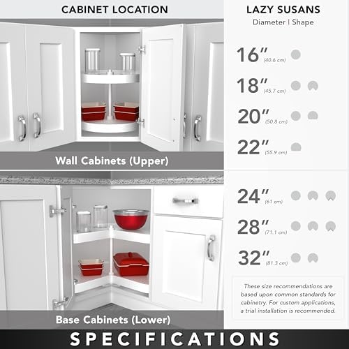 REV-A-SHELF Polymer Kidney-Shaped 1-Shelf Lazy Susan Shelf for Corner Base Cabinets (No Post Included)