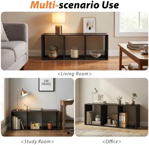 WannabeMyself【Easy Assembly】 3 Cube Storage Organizer with Anti-Tipping Kits,Reversible Open Back Book Shelf, Bookcase f